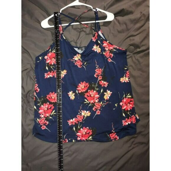 Papermoon‎ Womens Floral Tank Size 2X Navy Basima Back Boho Fairy Romantic Cami - Picture 4 of 6